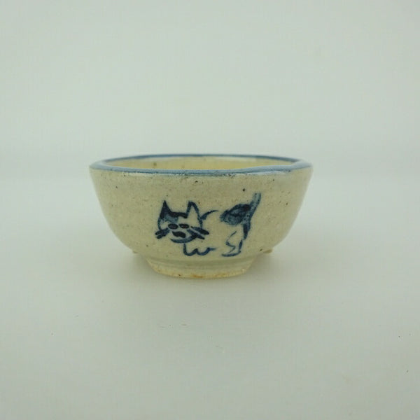 盆栽鉢 ゆうき祥石 小鉢 長辺 約 4.4cm 丸鉢 絵鉢 猫 ネコ ねこ 釉薬 観賞用  新品 b1198423214
