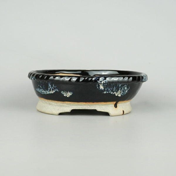 盆栽鉢 大山 小型 長辺 約17cm 楕円鉢 釉薬  新品 g1198420868