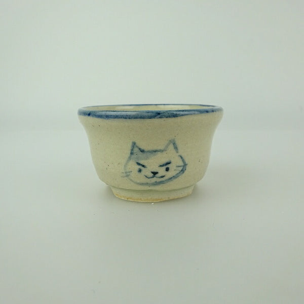 盆栽鉢 ゆうき祥石 小鉢 長辺 約 5.3cm 丸鉢 絵鉢 猫 ネコ ねこ 釉薬 観賞用  新品 u1198431851