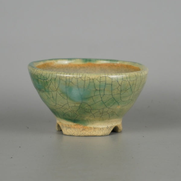 盆栽鉢 大山 小鉢 長辺 約 9.3cm 丸鉢 釉薬  新品 e1198410586