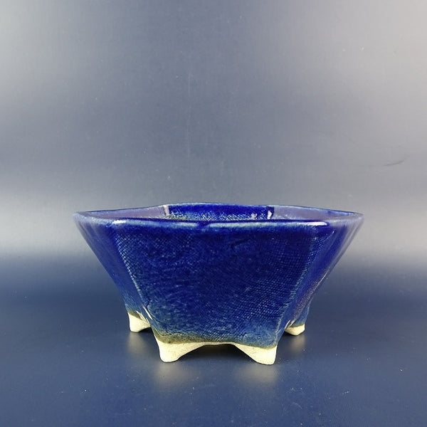 盆栽鉢 ゆうき祥石 小型 長辺 約 11.3cm 六角鉢 釉薬  新品 n1198412217