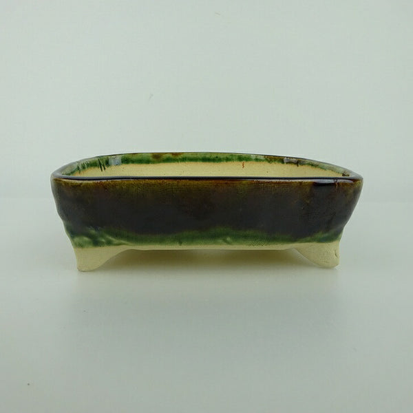 盆栽鉢 ゆうき祥石 小型 長辺 約 13.6cm 長方鉢 釉薬 観賞用  新品 s1198415922