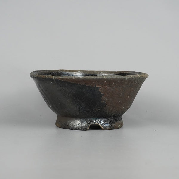 盆栽鉢 大山 大久保 欣三郎 小型 長辺 約14.5cm 丸鉢 泥物  新品 h1198425620