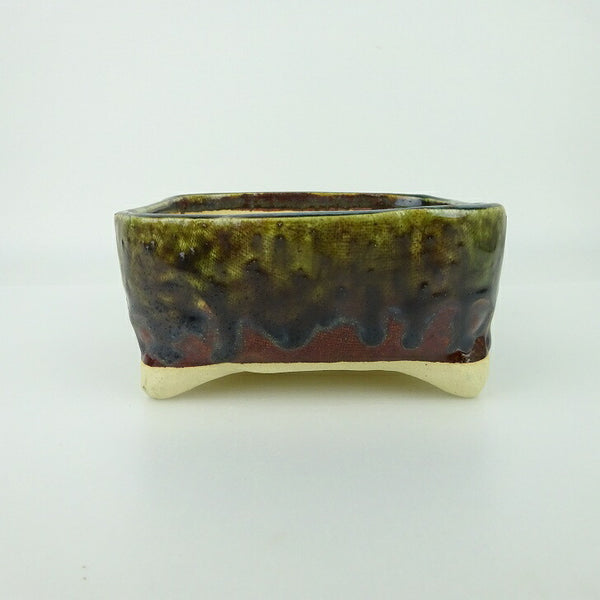 盆栽鉢 ゆうき祥石 小型 長辺 約 12.4cm 正方鉢 釉薬 観賞用  新品 d1198420438