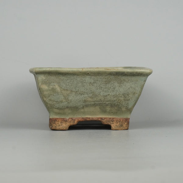盆栽鉢 大山 大久保 欣三郎 小型 長辺 約13cm 正方鉢 釉薬  新品 1198404322
