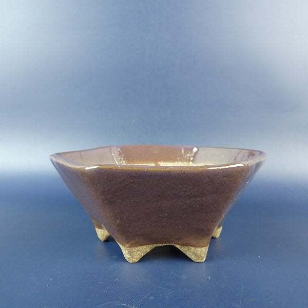 盆栽鉢 ゆうき祥石 小型 長辺 約 11.3cm 六角鉢 釉薬  新品 r1198409065