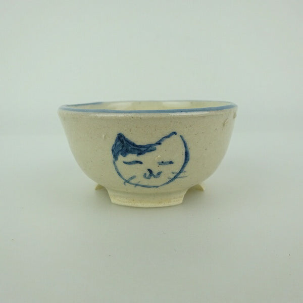 盆栽鉢 ゆうき祥石 小鉢 長辺 約 6.3cm 丸鉢 絵鉢 猫 ネコ ねこ 釉薬 観賞用  新品 d1198420780