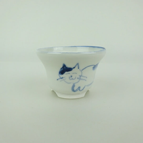 盆栽鉢 ゆうき祥石 小鉢 長辺 約 5.8cm 丸鉢 絵鉢 猫 ネコ ねこ 釉薬 観賞用  新品 f1198413763