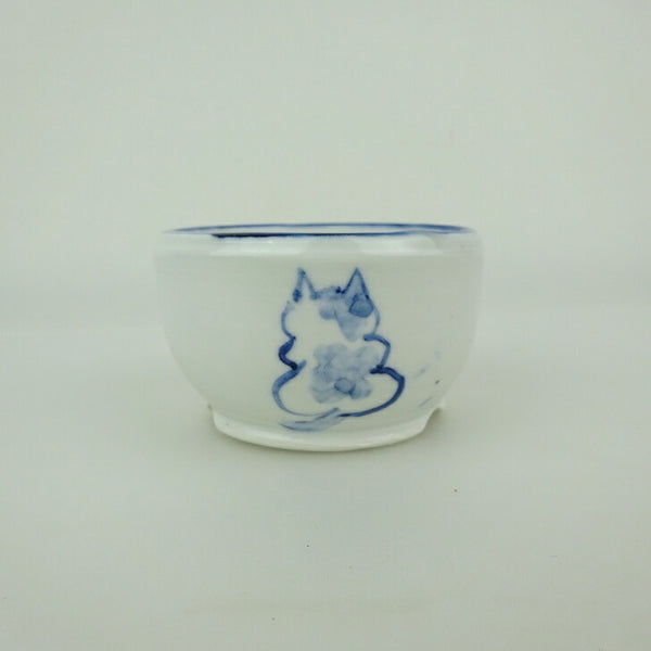 盆栽鉢 ゆうき祥石 小鉢 長辺 約 7cm 丸鉢 絵鉢 猫 ネコ ねこ 足跡 肉球 釉薬 観賞用  新品 m1198405787