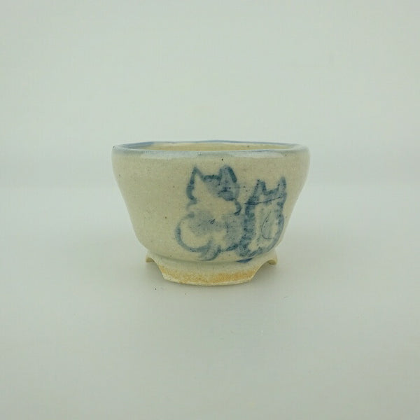 盆栽鉢 ゆうき祥石 小鉢 長辺 約 4.5cm 丸鉢 絵鉢 猫 ネコ ねこ 釉薬 観賞用  新品 k1198414158