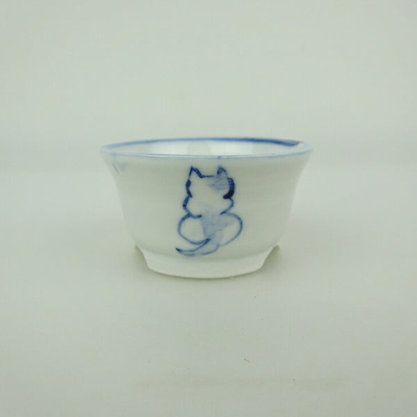 盆栽鉢 ゆうき祥石 小鉢 長辺 約 5cm 丸鉢 絵鉢 猫 ネコ ねこ 釉薬 観賞用  新品 l1198412862