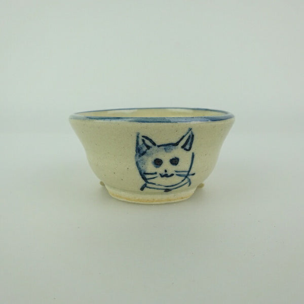 盆栽鉢 ゆうき祥石 小鉢 長辺 約 6.1cm 丸鉢 絵鉢 猫 ネコ ねこ 釉薬 観賞用  新品 o1198425518