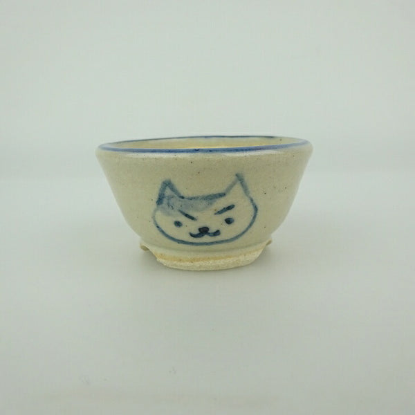 盆栽鉢 ゆうき祥石 小鉢 長辺 約 5.1cm 丸鉢 絵鉢 猫 ネコ ねこ 釉薬 観賞用  新品 v1198442862
