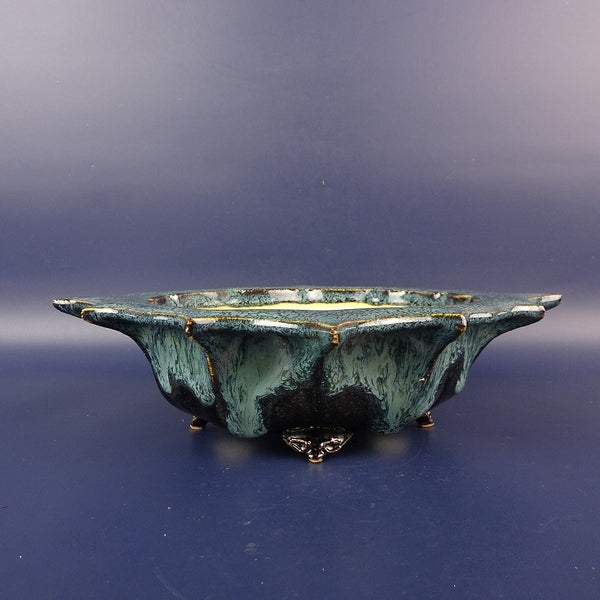 盆栽鉢 風香 風香窯 中型 長辺 約 21.7cm 木瓜鉢 天広 釉薬  新品 v1198437527