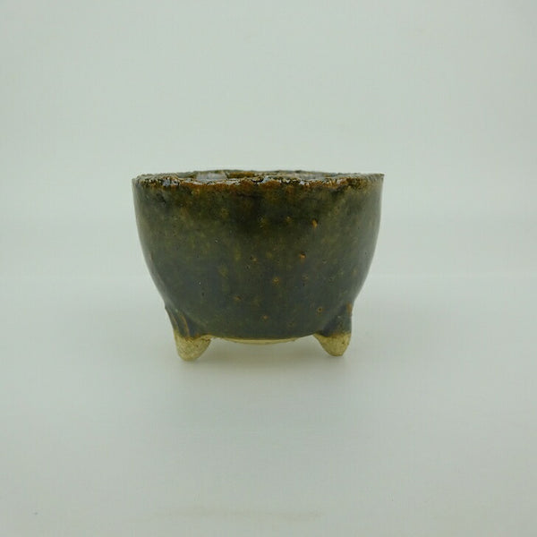 盆栽鉢 信楽焼 小鉢 長辺 約7.3cm 丸鉢 信楽 楽風 鉢 釉薬 観賞用  新品 p1198419416