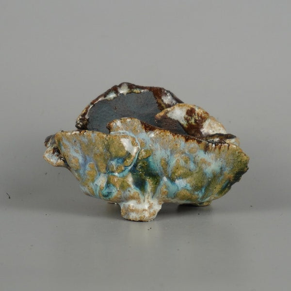 盆栽鉢 御蔵山 小鉢 長辺 約 9cm 変形鉢 釉薬  新品 p1198418471