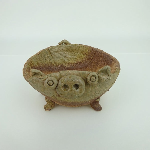 盆栽鉢 信楽 信楽焼 小型 長辺 約11.8cm ぶた形 鉢 手作り 豚 ブタ 観賞用  新品 v1198432843