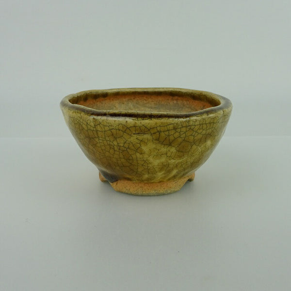 盆栽鉢 大山 大久保 欣三郎 小鉢 長辺 約8.5cm 丸鉢 釉薬  新品 w1198409486