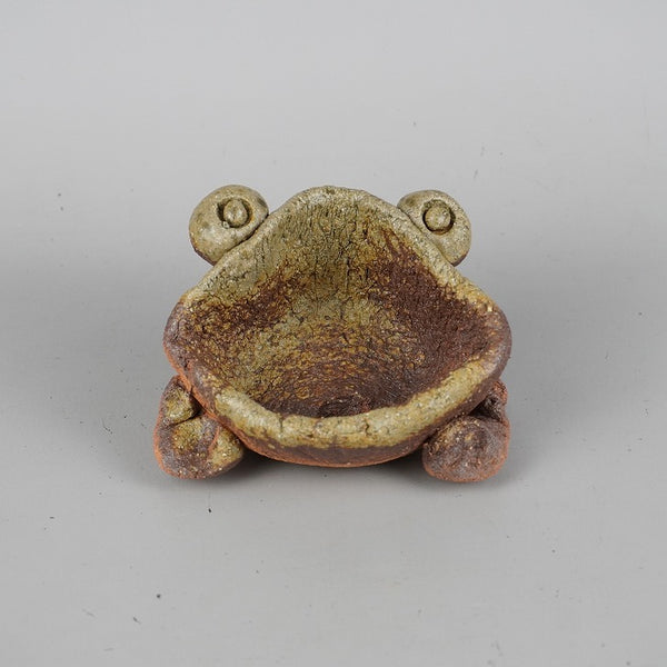 盆栽鉢 信楽焼 小型 長辺 約10cm かえる形 信楽 鉢 手作り 蛙 カエル 観賞用  新品 l1198408527