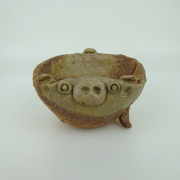 盆栽鉢 信楽 信楽焼 小型 長辺 約12cm ぶた形 鉢 手作り 豚 ブタ 観賞用  新品 t1198409623