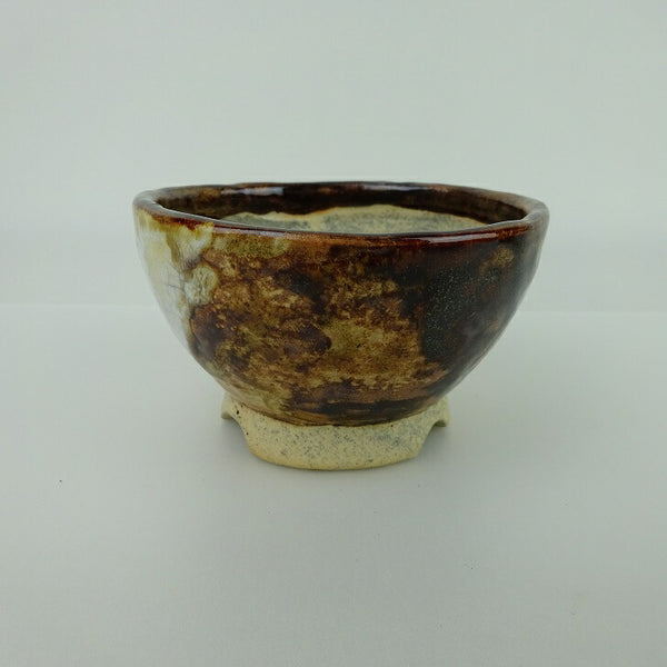 盆栽鉢 大山 大久保 欣三郎 小鉢 長辺 約9.8cm 丸鉢 釉薬 観賞用  新品 u1198422847