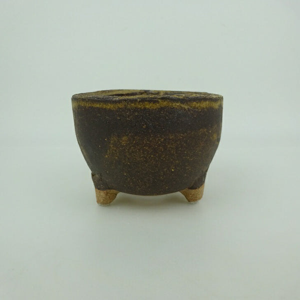 盆栽鉢 信楽焼 小型 長辺 約10.9cm 丸鉢 信楽 楽風 鉢 釉薬 観賞用  新品 o1198420389