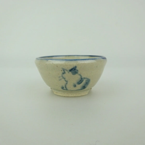 盆栽鉢 ゆうき祥石 小鉢 長辺 約 4.9cm 丸鉢 絵鉢 猫 ネコ ねこ 釉薬 観賞用  新品 r1198411401