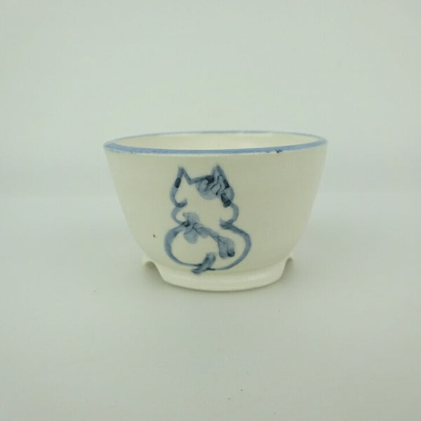 盆栽鉢 ゆうき祥石 小鉢 長辺 約 6.8cm 丸鉢 絵鉢 猫 ネコ ねこ 釉薬 観賞用  新品 1198408509