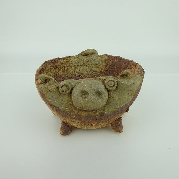 盆栽鉢 信楽 信楽焼 小型 長辺 約11.5cm ぶた形 鉢 手作り 豚 ブタ 観賞用  新品 x1198414722