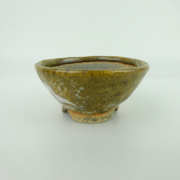 盆栽鉢 大山 大久保 欣三郎 小鉢 長辺 約8.5cm 丸鉢 釉薬  新品 n1198414800