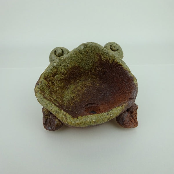 盆栽鉢 信楽 信楽焼 小型 長辺 約10cm かえる形 鉢 手作り 蛙 カエル 観賞用  新品 g1198422654