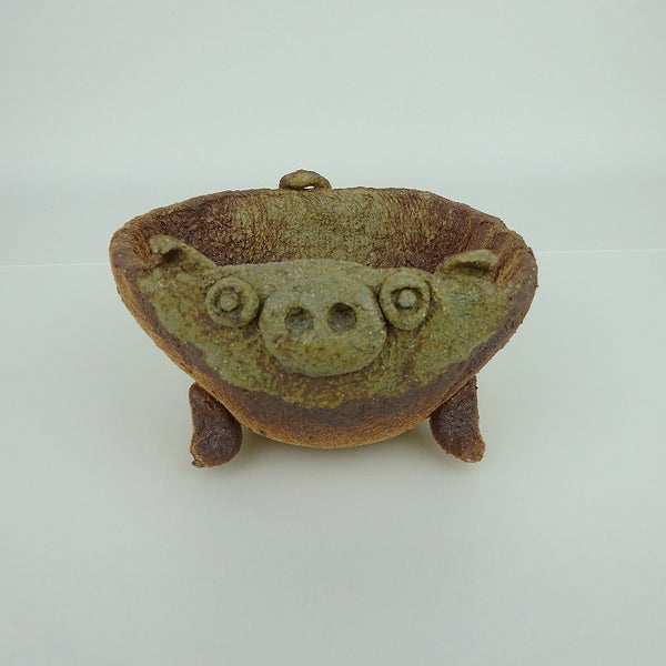 盆栽鉢 信楽 信楽焼 小型 長辺 約12.3cm ぶた形 鉢 手作り 豚 ブタ 観賞用  新品 o1198428858