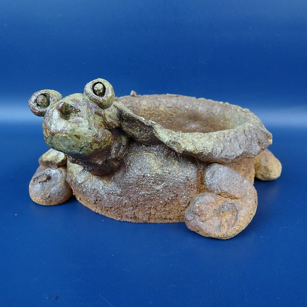 盆栽鉢 信楽 信楽焼 小型 長辺 約17cm かめ形 鉢 手作り 亀 カメ 観賞用  新品 c1198408042