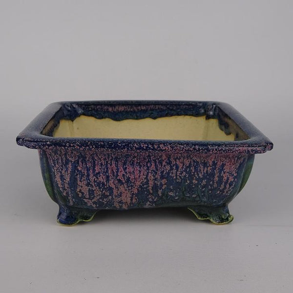 盆栽鉢 風香 風香窯 小型 長辺 約14.9cm 長方鉢 外縁 雲足 釉薬  新品 u1198430508