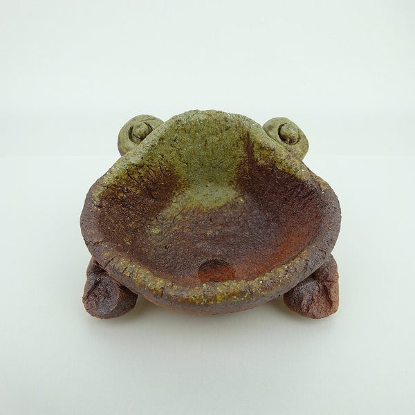盆栽鉢 信楽焼 小型 長辺 約9.5cm かえる形 信楽 鉢 手作り 蛙 カエル 観賞用  新品 o1198426614