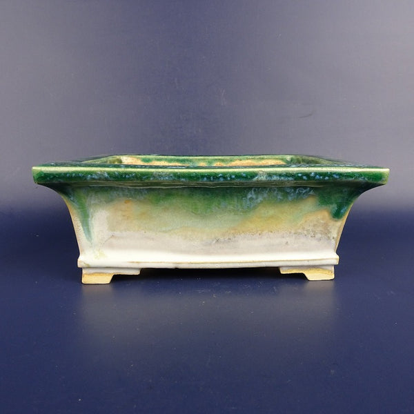 盆栽鉢 桂雲 福田桂雲 小型 長辺 約15.7cm 長方鉢 外縁 釉薬  新品 e1198416953