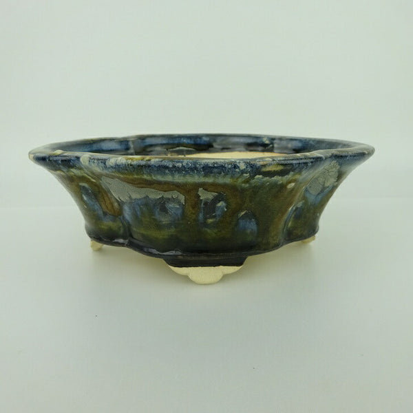 盆栽鉢 桂雲 福田桂雲 小型 長辺 約18cm 木瓜鉢 外縁 釉薬  新品 q1198417314