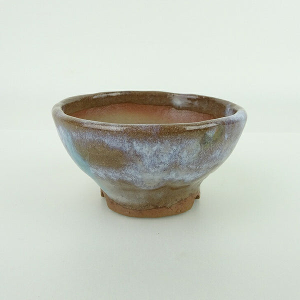 盆栽鉢 大山 大久保 欣三郎 小鉢 長辺 約8.3cm 丸鉢 釉薬  新品 p1198419869