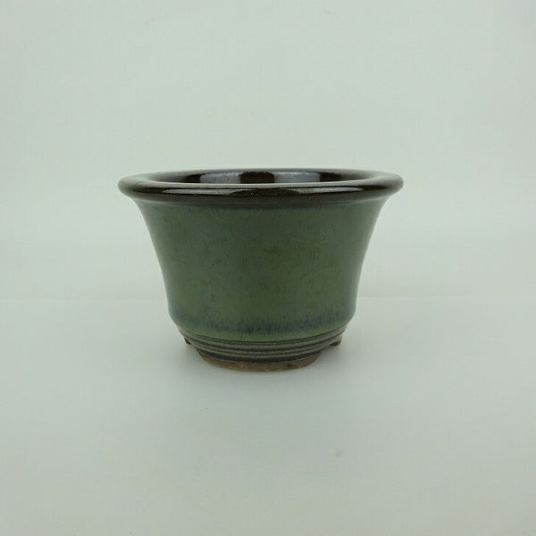 盆栽鉢 小石原焼 小型 長辺 約11.6cm 丸鉢 外縁 下帯 釉薬 観賞用  新品 u1198428911