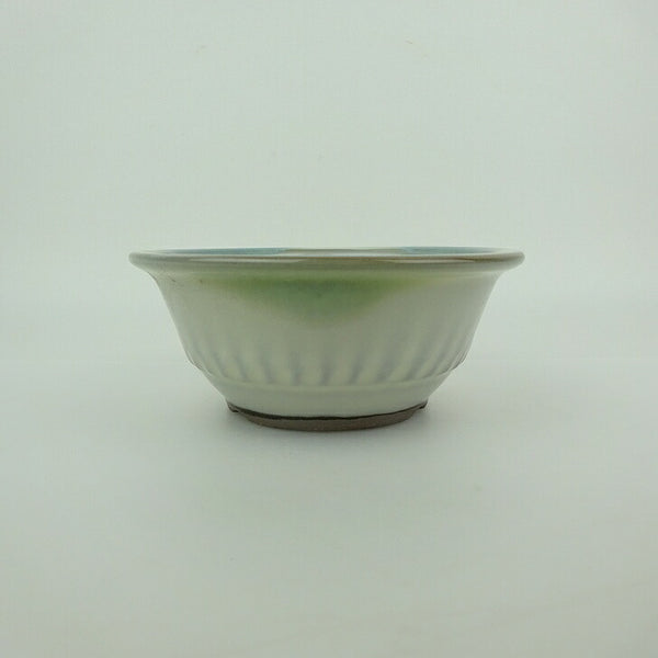 盆栽鉢 小石原焼 小型 長辺 約12.4cm 丸鉢 外縁 釉薬 観賞用  新品 r1198404340