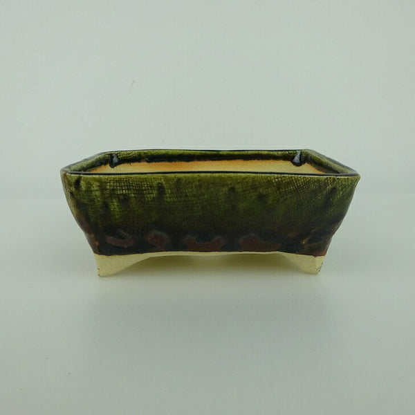 盆栽鉢 ゆうき祥石 小型 長辺 約 11.6cm 長方鉢 釉薬 観賞用  新品 j1198419101