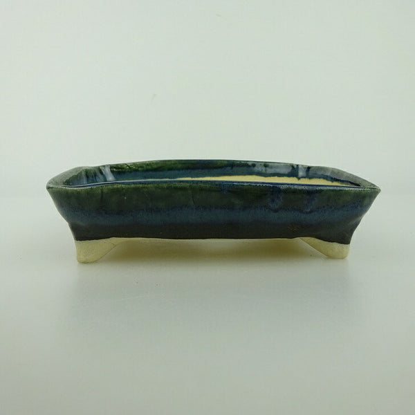 盆栽鉢 ゆうき祥石 小型 長辺 約 13.2cm 長方鉢 釉薬 観賞用  新品 l1198407096