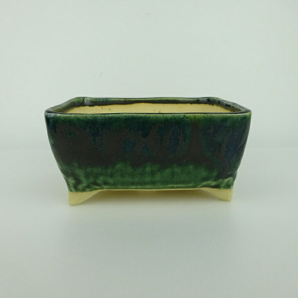 盆栽鉢 ゆうき祥石 小型 長辺 約 13.2cm 長方鉢 釉薬 観賞用  新品 n1198412612