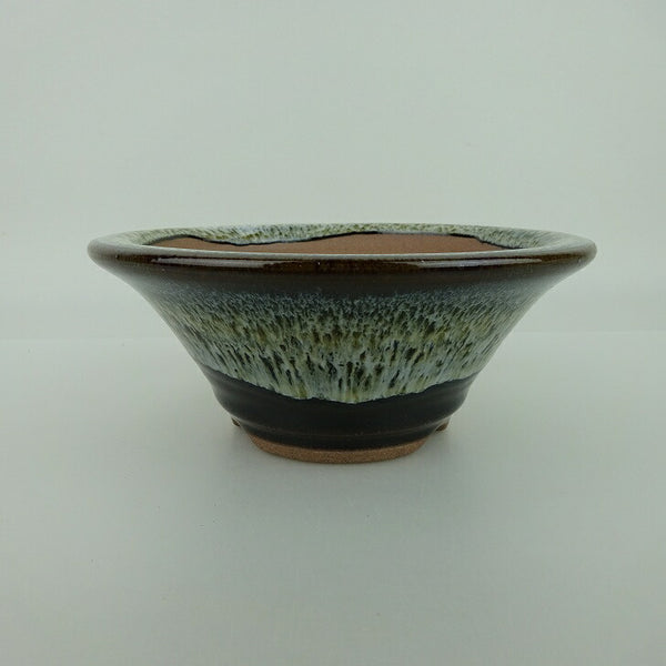 盆栽鉢 小石原焼 小型 長辺 約15.5cm 丸鉢 釉薬 観賞用  新品 l1198408098