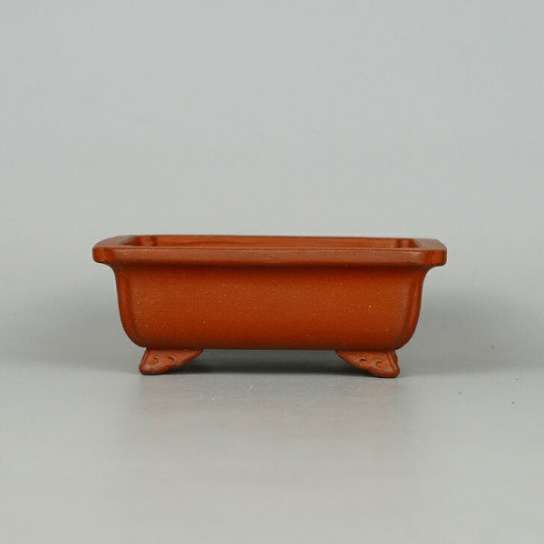 盆栽鉢 壱興造記 渡辺 一弘 小型 長辺 約11.5cm 長方鉢 隅入 雲足 長角 泥物  新品 b1198424006