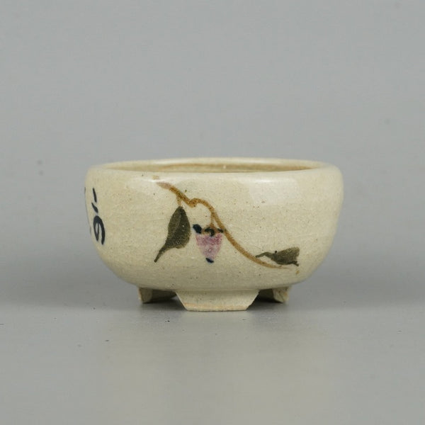 盆栽鉢 是好 矩 小鉢 長辺 7.7cm 丸鉢 色絵 柿 詩 かき 観賞用  新品 e1198411673