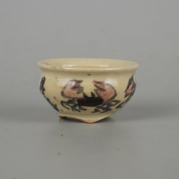 盆栽鉢 是好 矩 豆鉢 長辺 約4.2cm 丸鉢 色絵 蟹 かに カニ ミニ鉢 観賞用  新品 f1198406447