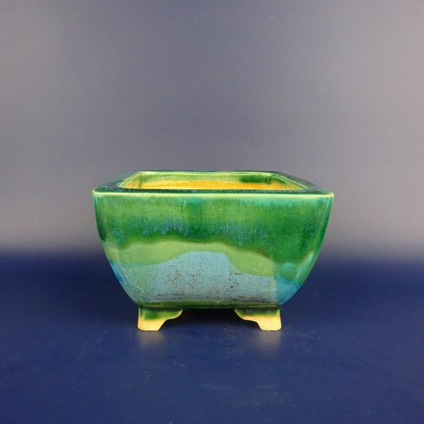 盆栽鉢 桂雲 福田桂雲 小型 長辺 約 12cm 正方鉢 釉薬  新品 l1198414555