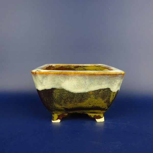 盆栽鉢 桂雲 福田桂雲 小型 長辺 約 12cm 正方鉢 釉薬  新品 m1198409367