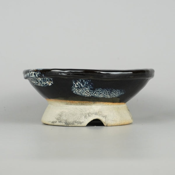 盆栽鉢 大山 大久保 欣三郎 小型 長辺 約13.2cm 丸鉢 釉薬  新品 h1198426469